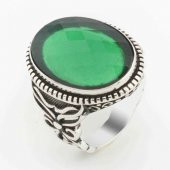 925 ayar Gümüş Yeşil Zirkon  Taşlı Erkek Yüzük thumbnail 1