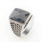 925 ayar Gümüş Zirkon Taşlı  Desenli Erkek  Yüzük thumbnail 1