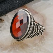 925 Ayar Gümüş Kırmızı Zirkon Taşlı Gümüş Erkek Yüzük Model 2 thumbnail 3