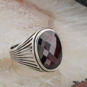 Kırmızı Zirkon Taşlı Erkek Gümüş Yüzük thumbnail 2