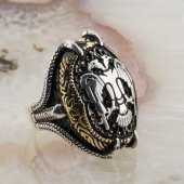 925 Ayar Gümüş Pençeli Selçuklu Kartalı Yüzük thumbnail 2