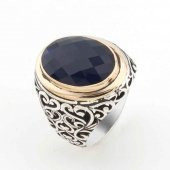 925 Ayar Gümüş Mavi Zirkon Taşlı Erkek Yüzük Model 9 thumbnail 1
