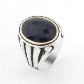 Mavi Zirkon Taşlı Gümüş Erkek Yüzük Model 8 thumbnail 1