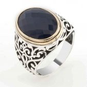 925 Ayar Gümüş Siyah Zirkon Taşlı Erkek Yüzük Model 11 thumbnail 1
