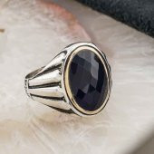 Mavi Zirkon Taşlı Gümüş Erkek Yüzük Model 8 thumbnail 2