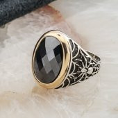 Siyah Zirkon Taşlı  Örümcek Desenli Gümüş Yüzük thumbnail 3