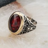 Kırmızı Zirkon Taşlı Örümcek Detaylı  Gümüş Yüzük thumbnail 3