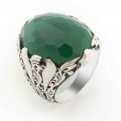 Büyük  Yeşil Zirkon  Taşlı Gümüş  Erkek Yüzük thumbnail 1