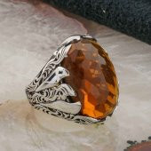 925 Ayar Gümüş Sarı Zirkon  Taşlı Erkek Yüzük Model 7 thumbnail 2