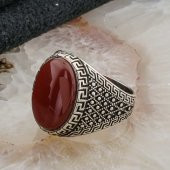 925 Ayar Gümüş Akik Taşlı Erkek Yüzük thumbnail 3