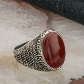 925 Ayar Gümüş Akik Taşlı Erkek Yüzük thumbnail 2