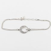 925 Ayar Gümüş Zirkon Taşlı Ay Yıldız Bayan  Bileklik thumbnail 4