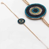 925 Ayar Gümüş Nazar Boncuklu Gümüş Bayan Bileklik thumbnail 4