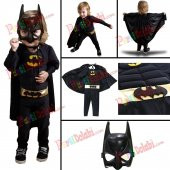 Kaslı Batman Kostümü Çocuk (1-2-3-4-5-6-7-8-9 Yaş arası)+ Maske - 1