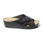 Aryan Kadın Günlük Ortapedik Cırtlı Siyah Terlik - 1