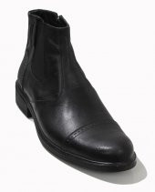 İrfan Yavuz Erkek Günlük , Rahat, Ortapedik Hakiki Deri Kauçuk Taban Sıcak Astar Siyah Bot - 1