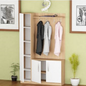 BMdekor Portmanto Ayakkabılık Vestiyer Doğal Teak Beyaz - 2