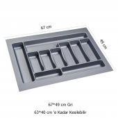 Çekmece İçi Kaşıklık 67 x 49 cm Gri Mutfak Çekmece Düzenleyici - 2