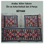 Araba Kilim Takımı Siyah -Ön ve Arka Koltuk 3 Parça Set - 1