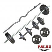 110 KG Demir Dokum Halter Dambıl Set ,OB, 2 Kısa + S 120 CM + 145 CM Barlı - 1