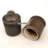 Düz Eskitme Metal E27 Duy Dekoratif Standart Avize Ampul Duyu - 1