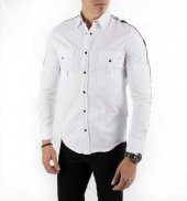 DeepSEA Önü Modelli Kolları Yazı Şeritli Kanvas Erkek Gömlek 1803 - 1