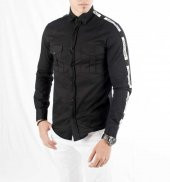 DeepSEA Önü Modelli Kolları Yazı Şeritli Kanvas Erkek Gömlek 1803 - 6