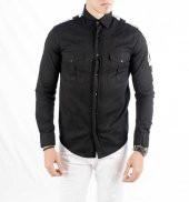 DeepSEA Önü Modelli Kolları Yazı Şeritli Kanvas Erkek Gömlek 1803 - 7