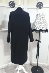 Tek Düğmeli Kaşe Kaban BRK-4000 Siyah - 5