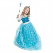 Elsa Kostümü Frozen Elsa Simli Kostum Pelerinli  Ful Aksesuarlı - 3