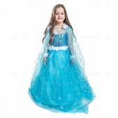 Elsa Kostümü Frozen Elsa Simli Kostum Pelerinli  Ful Aksesuarlı - 7