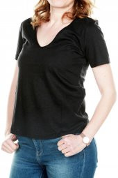 ONLY KADIN GENİŞ V YAKA TSHİRT 15180561 - 1