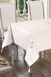 Lale Nakışlı Masa Örtüsü Krem Krem - 2