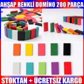 Ahşap Renkli Domino Taşları 200 Adet Renkli Domino Taşı - 1