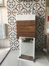 MDF PARLAK LAM DOLAP+ETAJERLİ AYNA+42X21 LAVABO+MONTAJA HAZIR TES - 1