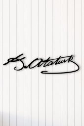 Angemiel Home Kemal Atatürk İmza Metal Duvar Tablo Ev Ve Ofis - 1