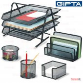 GIPTA 5 li METAL FİLE EVRAK RAFI Masa Kalemlik Küp notluk SET - 1