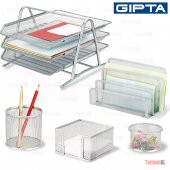 GIPTA 5 li METAL FİLE EVRAK RAFI Masa Kalemlik Küp notluk SET - 2