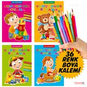 4 KALIN BOYAMA KİTABI (OKUL ÖNCESİ ve ilkokul) + Boya kalem Seti thumbnail 11