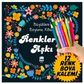 MANDALA Büyükler için BOYAMA KİTABI + Renkli Boya kalem Seti - 1