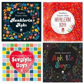 MANDALA Büyükler için 4 BOYAMA KİTABI + Renkli Boya kalem Seti - 2