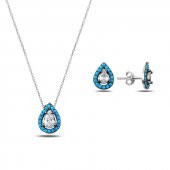 Angemiel 925 Gümüş Nano Turkuaz Taşlı Set - 1