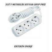 3 LÜ 3 METRELİK TOPRAKLI KABLOLU UZATMALI SEYYAR 3LÜ GRUP PRİZ - 1
