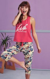 Yaprak Desen Detaylı Kapri Pijama Takımı BB-1034 - 1