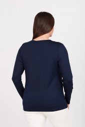 X LİFE TAŞ İŞLEMELİ BÜYÜK BEDEN BLUZ - 01345-L LACİVERT / HAKİ / MERCAN / SİYAH - 2