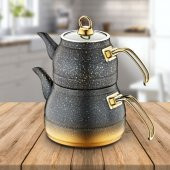 OMS Granit Büyük Boy Çaydanlık Takımı ALTIN - 1