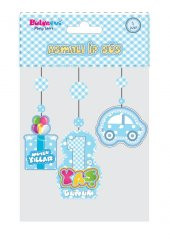 1 YAŞ GÜNÜM ASMALI İP SÜS MAVİ - 2