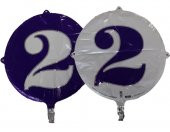 FOLYO BALON RAKAM 2 ÇİFT TARAFLI MOR-BEYAZ 18 - PAKETTE 1 ADET - 1