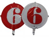FOLYO BALON RAKAM 6 ÇİFT TARAFLI  KIRMIZI-BEYAZ 18 - PAKETTE 1 ADET (DÜ 15TL) - 1