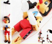 Oyuncak Kukla Pinokyo Ahşap İpli Kukla 26cm Pinokyo Oyuncağı - 1